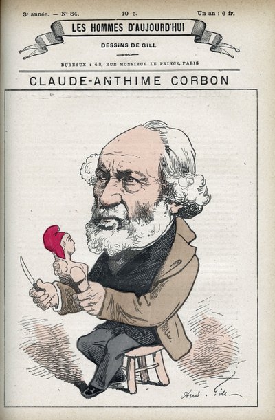 フランスの上院議員、クロード・アンタイム・コーボン（1808-1891）の肖像。The Men of Today "に掲載されたギルの漫画。 作： Andre Gill