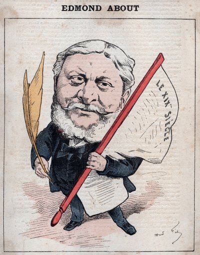 エドモン・フランソワ・ヴァランタン・アバウト（1828-1885）の肖像 フランスの作家、ジャーナリスト、美術評論家 アンドレ・ギルによる風刺画（パリの「今日の人」に掲載されたもの 作： Andre Gill