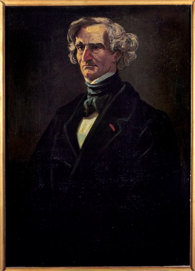 フランスの作曲家、ヘクトル・ベルリオーズ（1803-1869）の肖像。アンドレ・ギル（1840-1885）による絵画 作： Andre Gill