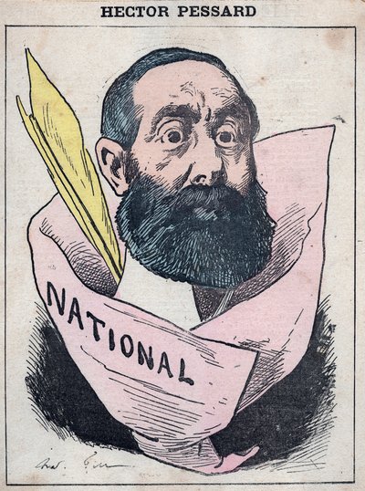 フランスのジャーナリストであり、新聞「Le National」のオーナーでもあるHector Pessardの肖像（Andre Gillによる漫画、パリの「Les Hommes d