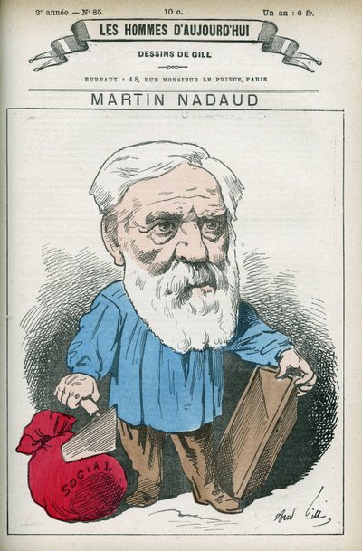 Martin Nadaud (1815-1898)の肖像。フランスの巨匠であり政治家でもあった彼は、1876年から1889年までCreuse地方の副官を務めた。パリのギルの漫画。 作： Andre Gill