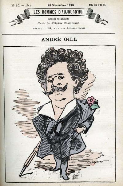 フランスの漫画家・イラストレーター、アンドレ・ギル（1840-1885）の自画像。Les hommes d