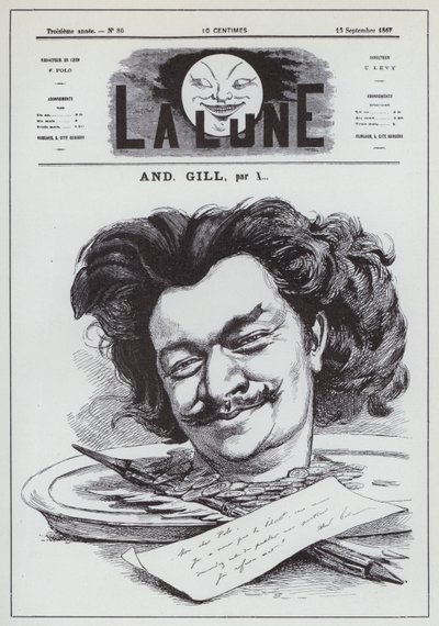 フランスの風刺画家アンドレ・ギルの自画像（リトグラフ 作： Andre Gill