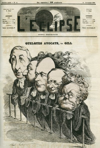 弁護士の中には、エマニュエル・アラゴ（1812-1896）、レオン・ガンベッタ（1838-1882）、ジュール・グレヴィ（1807-1891）、ローリエ、アドルフ・クレミュー（1796-1880）がいる。ギルの「L