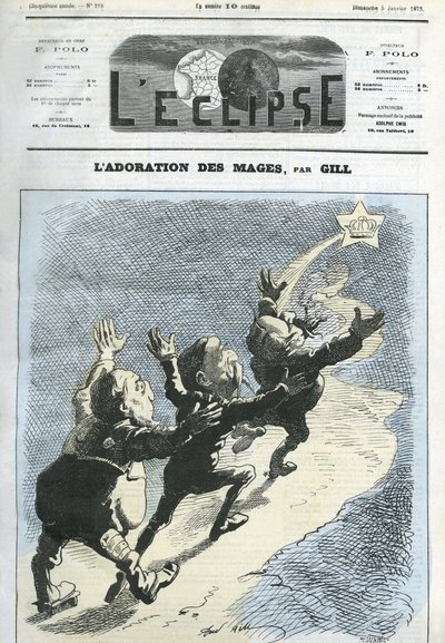 マギの崇拝、ブロリー公爵（1821-1901）、マクマホン大統領（1808-1893）、アンリ・ダルトワ（1820-1883）が王政復帰を試みた。1月5日付ジルの「L