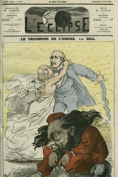 ブロリー公爵（1821-1901）が設立した勲章で列挙されたギルの風刺画「勲章の勝利」。ギルの「L