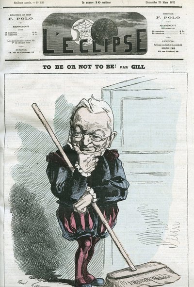 フランスの政治家、アドルフ・ティエール（1797-1877）の漫画「To be or not to be」。ギルの「L