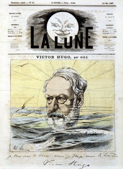 ヴィクトル・ユゴー - ギルによる、1867年5月19日からの「La Lune」にて。 作： Andre Gill