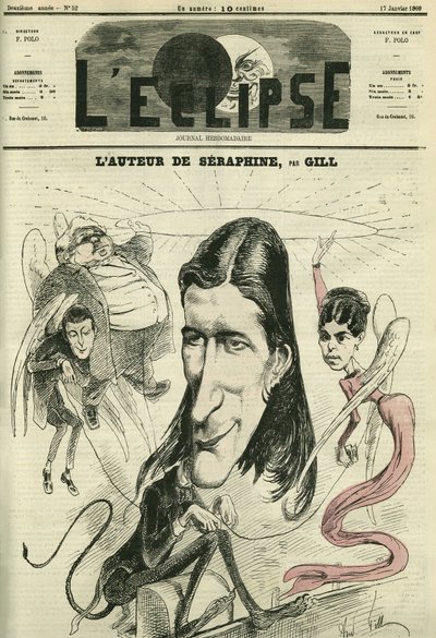 Victorien Sardou (1831-1908), フランスの劇作家。1月17日付ギル社「日蝕」での表紙 作： Andre Gill