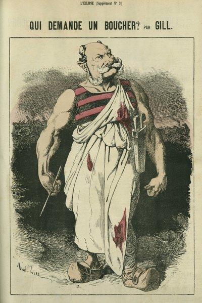 1870年の戦争に勝利したドイツのウィリアム1世（1797～1888年）の風刺画「肉屋を頼むのは誰だ？ 作： Andre Gill