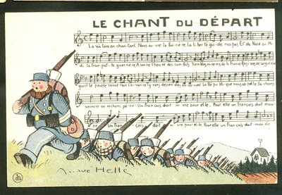 ポストカード、風刺的な色彩：アンドレ・ヘル（1875-1945）による兵士のイラストレーション。 作： Andre Helle