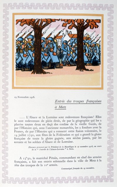 1918年11月19日、1919年のフランス軍のメスへの進入 作： Andre Helle