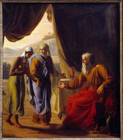 アブラハムの寒天を差し出すサラ ヴィクトル・オルセル（1795-1850）の絵画 1820年 日0.9x0.8 m リヨン、ミュゼ・デ・ボザール 作： Andre Jacques Victor Orsel