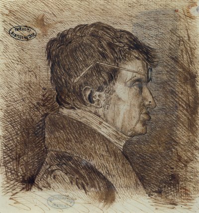 自画像1775-1836、19世紀初頭のペンとインク、紙 作： Andre Marie Ampere
