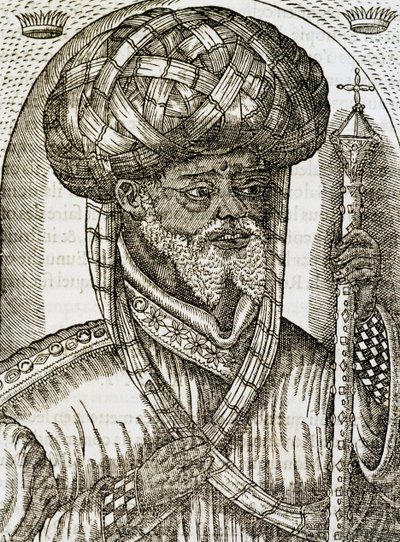 アビシニアンの司祭、アンドレ・テヴェ（1504-1592）の『万国宇宙論』より、エングレーヴィング 作： Andre Thevet