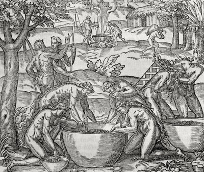 Cap de Frie, 料理を作る女性たち, 彫刻, 南アメリカ 作： Andre Thevet