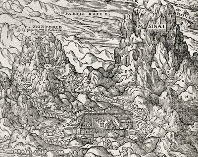 シナイの山岳地帯、アンドレ・テヴェ（1504-1592）の彫刻、フランス・パリ 作： Andre Thevet