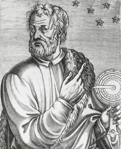 イタリアの航海者クリストファー・コロンブス（1451-1506）の肖像、「Les Vrais portraits et Vies des Hommes illustres」の刻印 作： Andre Thevet