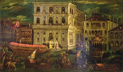 ドガレッサ・モロシーナ・モロシーニ・グリマーニの乗船 1597年5月4日 ヴェネツィア 1600年頃 （油彩・キャンバス 作： Andrea Vicentino