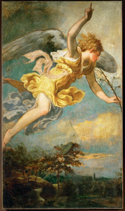 受胎告知の天使 （キャンバスペインティング） 作： Andrea (fl.1527/30-63) Schiavone