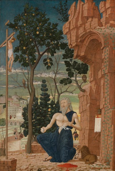 荒野の聖ジェローム、1475年頃（ポプラパネルのテンペラ） 作： Andrea (follower of) Mantegna