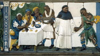 食糧を受け取る貧困層の詳細 作： Andrea (workshop of) Della Robbia