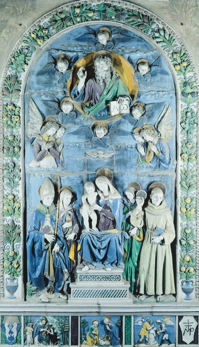 4人の聖人を伴った聖母子像 イタリア、アレッツォ、大聖堂（陶製 作： Andrea (workshop of) Della Robbia