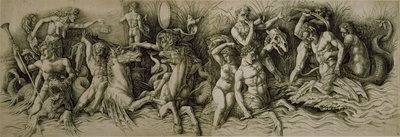 海神の戦い」（紙にペンと茶色のインク 作： Andrea (workshop of) Mantegna