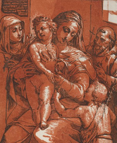 聖人を伴ったマドンナと子供、1585年。 作： Andrea Andreani