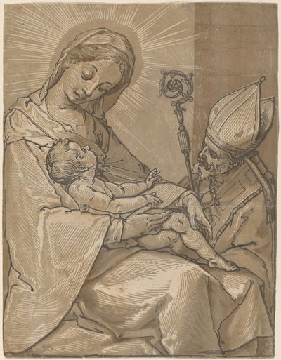 聖母子と司教、1591年。 作： Andrea Andreani