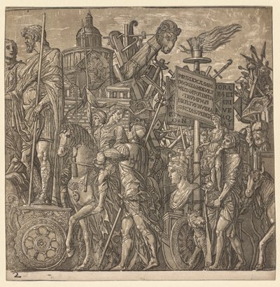 ジュリアスシーザーの勝利：巨大な彫像と包囲装置、1593-99年。 作： Andrea Andreani