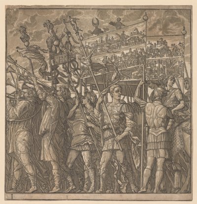 ジュリアスシーザーの勝利：戦争の写真を運ぶ兵士、1593〜99年。 作： Andrea Andreani
