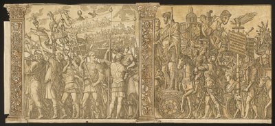 ユリウス・カエサルの勝利 [1 番と 2 番と 2 列]、1599 年。 作： Andrea Andreani