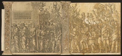 ユリウス・カエサルの凱旋 [7 番と 8 番と 2 列]、1599 年。 作： Andrea Andreani