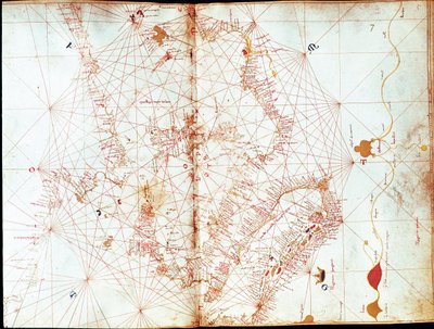 船乗りの地図製作者アンドレア・ビアンコが描いたイタリアの地図（15世紀 作： Andrea Bianco