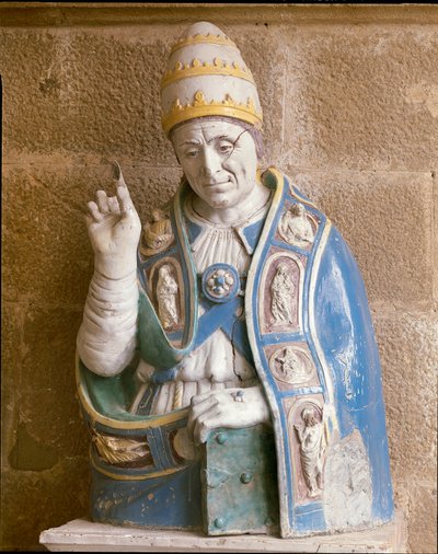 サン・リーノの胸像（ポリクローム・グレーズド・テラコッタ 作： Andrea Della Robbia