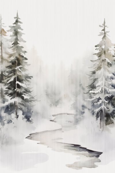 雪に覆われた森の小川 作： Andrea Haase