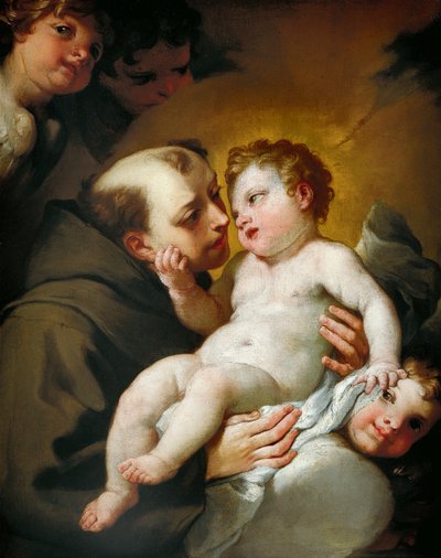 幼子イエスとパドヴァの聖アンソニー」アンドレア・ランザーニ（1641-1712）作、油彩・キャンバス、92x78cm 作： Andrea Lanzani