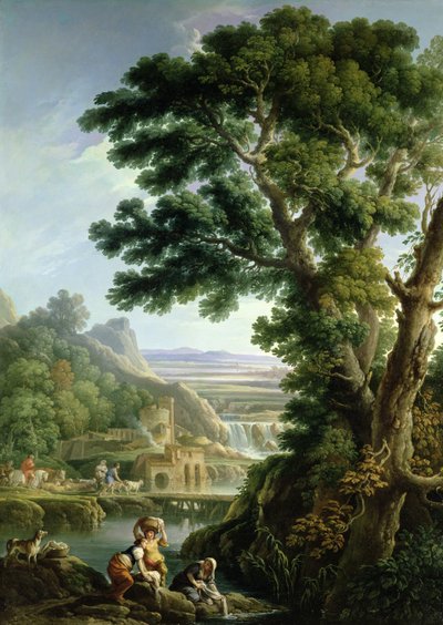 洗濯婦のいるラティウムの風景 作： Andrea Locatelli