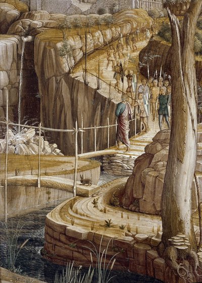 オリーブの木の庭での祈り」の詳細、ユダは兵士をイエスの元へ導く - 庭の苦悩 作： Andrea Mantegna