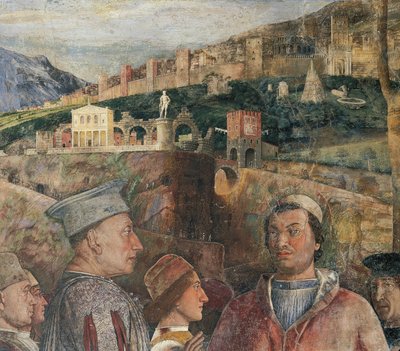 アンドレア・マンテーニャ(1431-1506)作「マンチュアの聖ゲオルギオス城」の花嫁の間のフレスコ画の詳細(2008年、ユネスコ世界遺産登録)イタリア 作： Andrea Mantegna