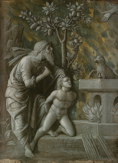 アイザックの犠牲。 1490-95年頃 作： Andrea Mantegna