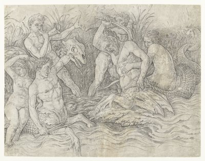 ネレイドを背負ったトリトン同士の戦い 海神の戦い 作： Andrea Mantegna