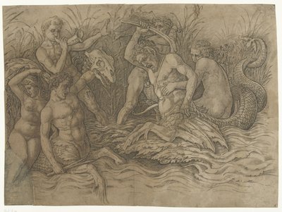 ネレイドを背負ったトリトン同士の戦い 海神の戦い 作： Andrea Mantegna