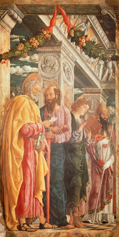 聖ペテロとパウロと二人の聖人 サン・ゼーノ祭壇画からの細部 作： Andrea Mantegna