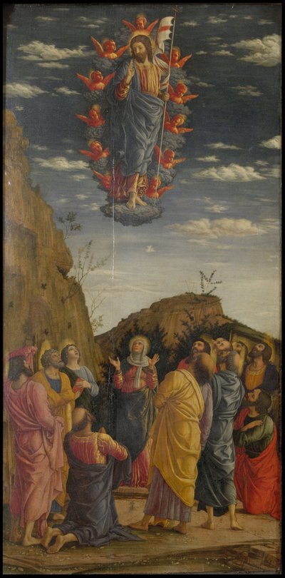 ウフィツィの昇天トリプティクウフィツィトリプティチ、左パネル、約1463-1464 作： Andrea Mantegna