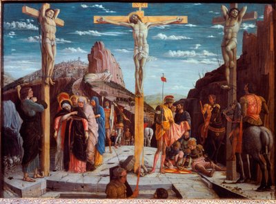 カルヴァリーと呼ばれる磔刑（木に油彩 作： Andrea Mantegna