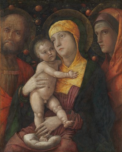 聖マリアマグダレンとの聖家族、ca。 1495-1500。 作： Andrea Mantegna