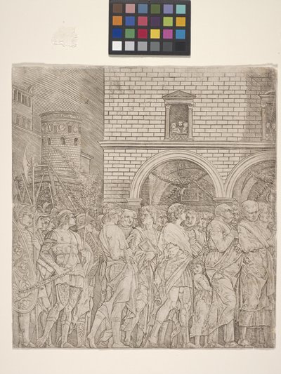 The Senators - The Triumph of Julius Caesar (クリーム レイド ペーパーに彫刻) 作： Andrea Mantegna