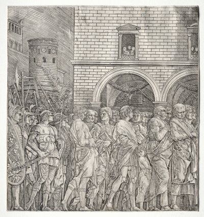 シーザーの勝利：上院議員、1400年代。 作： Andrea Mantegna